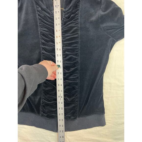 Plush & Lush Sweater Womens Small Black Full Zip Hooded Casual Cottage Active - Picture 5 of 8